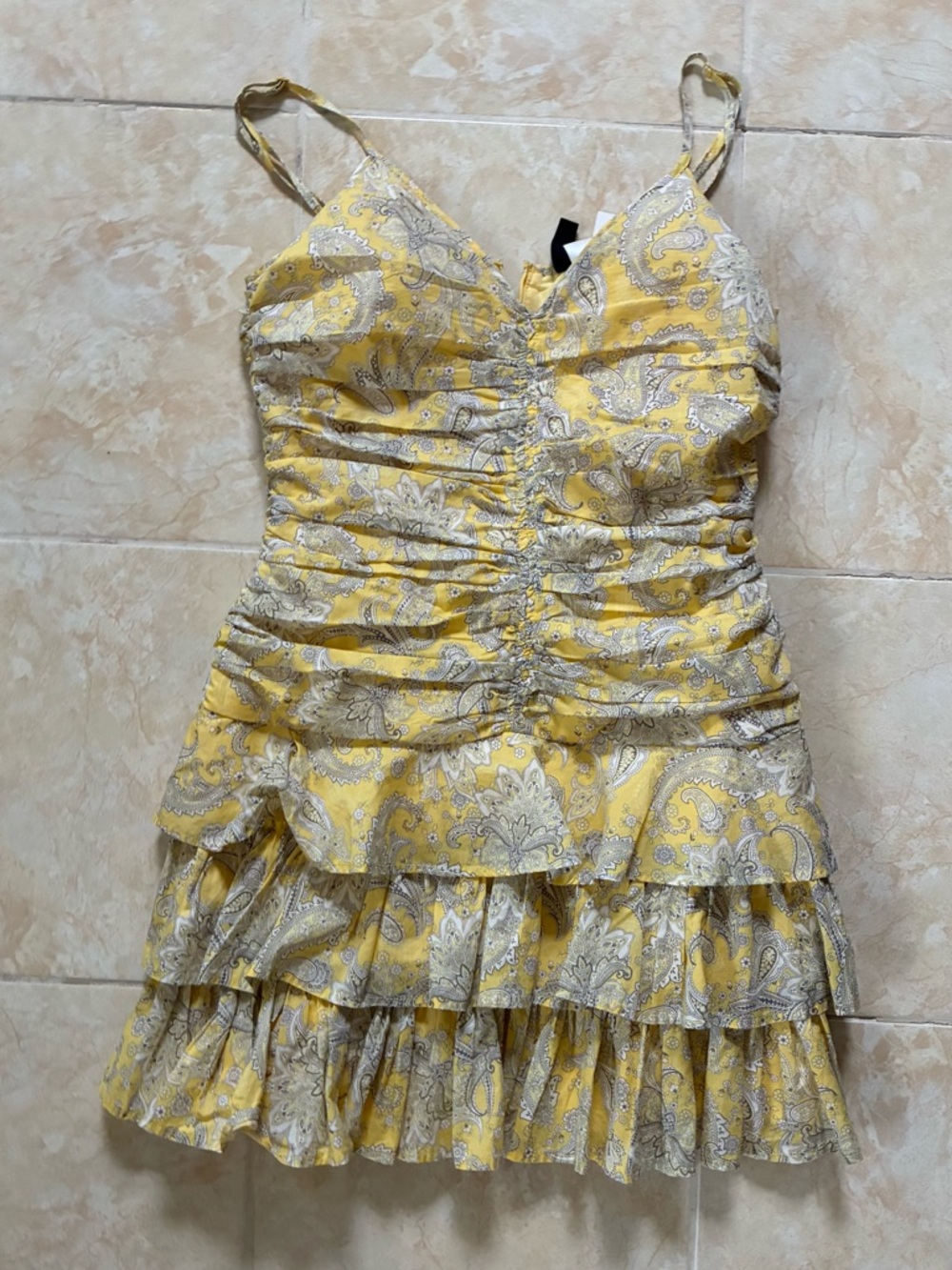 NEW Yellow Paisley Ruffle Sundress - Spaghetti Strap Summer Dress